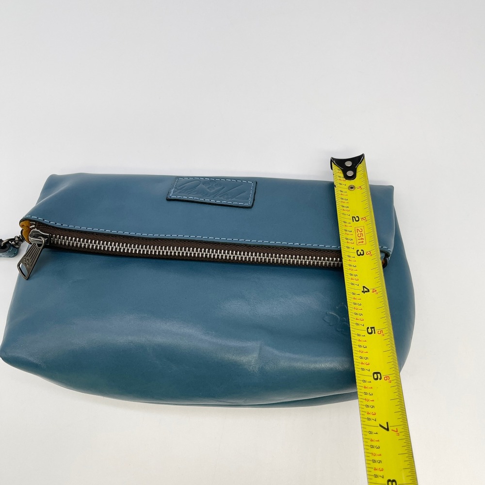 Patricia Nash Valerie Foldover Wristlet Clutch Blue Leather Minimalist Boho Chic - Picture 13 of 16